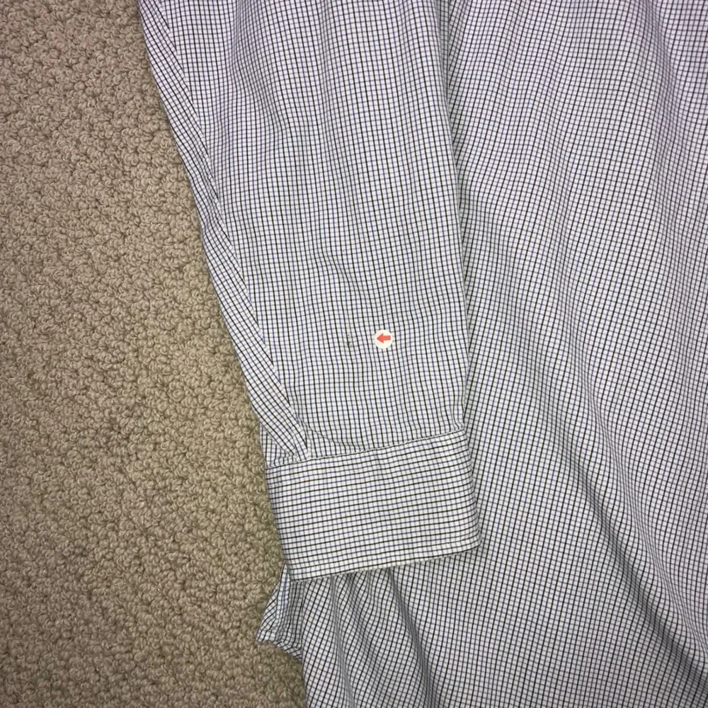 Polo Ralph Lauren Yarmouth Shirt Mens 16 34/35 Blue White Micro Check Cotton L/S
